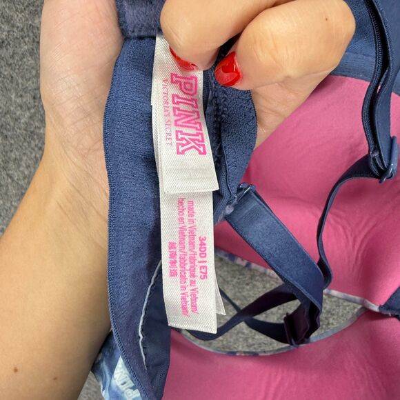 Victoria's Secret Bralette Bra Women 34DD Blue Colorblock Push Up Underwired - Picture 3 of 4